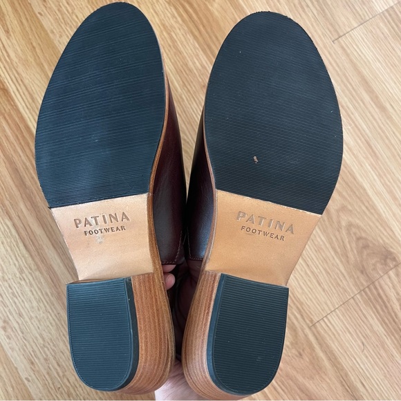 Patina by Portland sling back mule leather sandals mocha brown Sz 9.5 - Picture 9 of 10